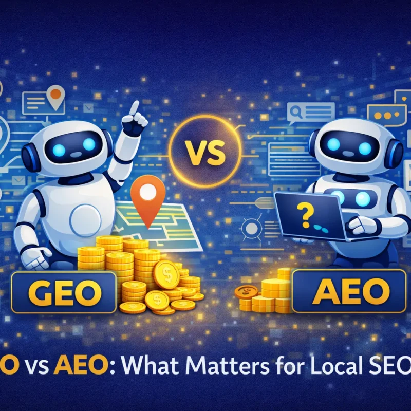 GEO vs AEO comparison for local business visibility in AI search and Google